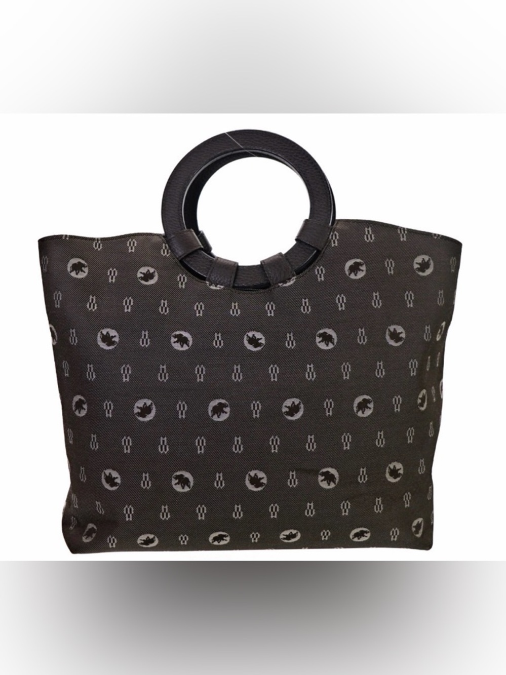 New Vintage HUNTING WORLD Brown Canvas
Leather Logo Tote Bag Italy
7-1-3-02